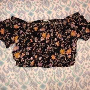 American Eagle Black Floral crop top